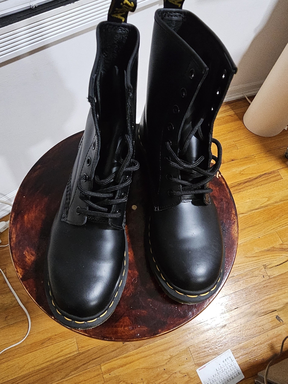 Dr. Martens 1460 Black Leather 8-Eye Lace-Up Combat Boots - Picture 2 of 6